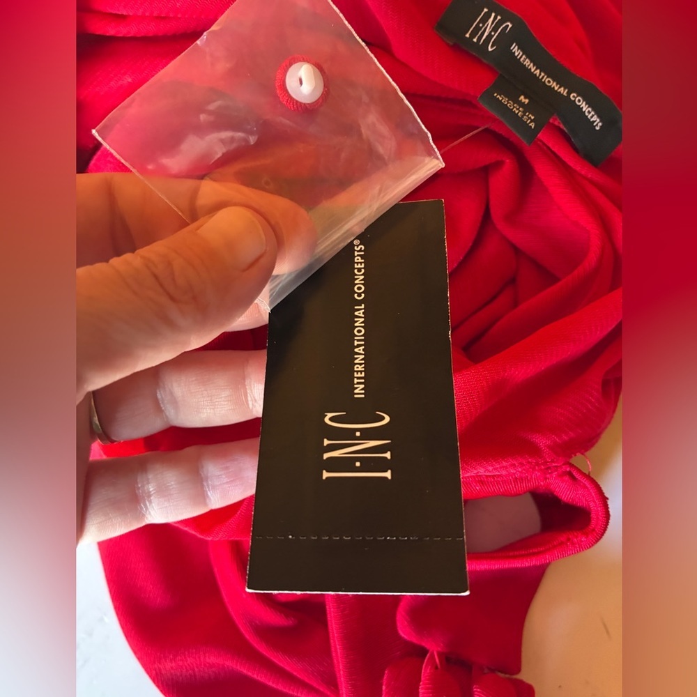 I.N.C. One-Shoulder Choker Top, Created for Macy's, Cherry Red, Size Medium - Picture 4 of 9